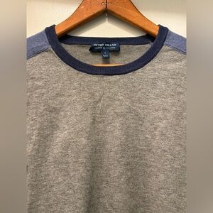Peter Millar Men's Brit Grey Crew-Neck Colorblock Pullover Sweater Size L